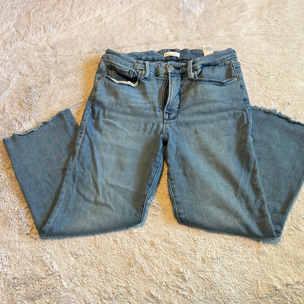 Good American Straight Leg Blue Jeans